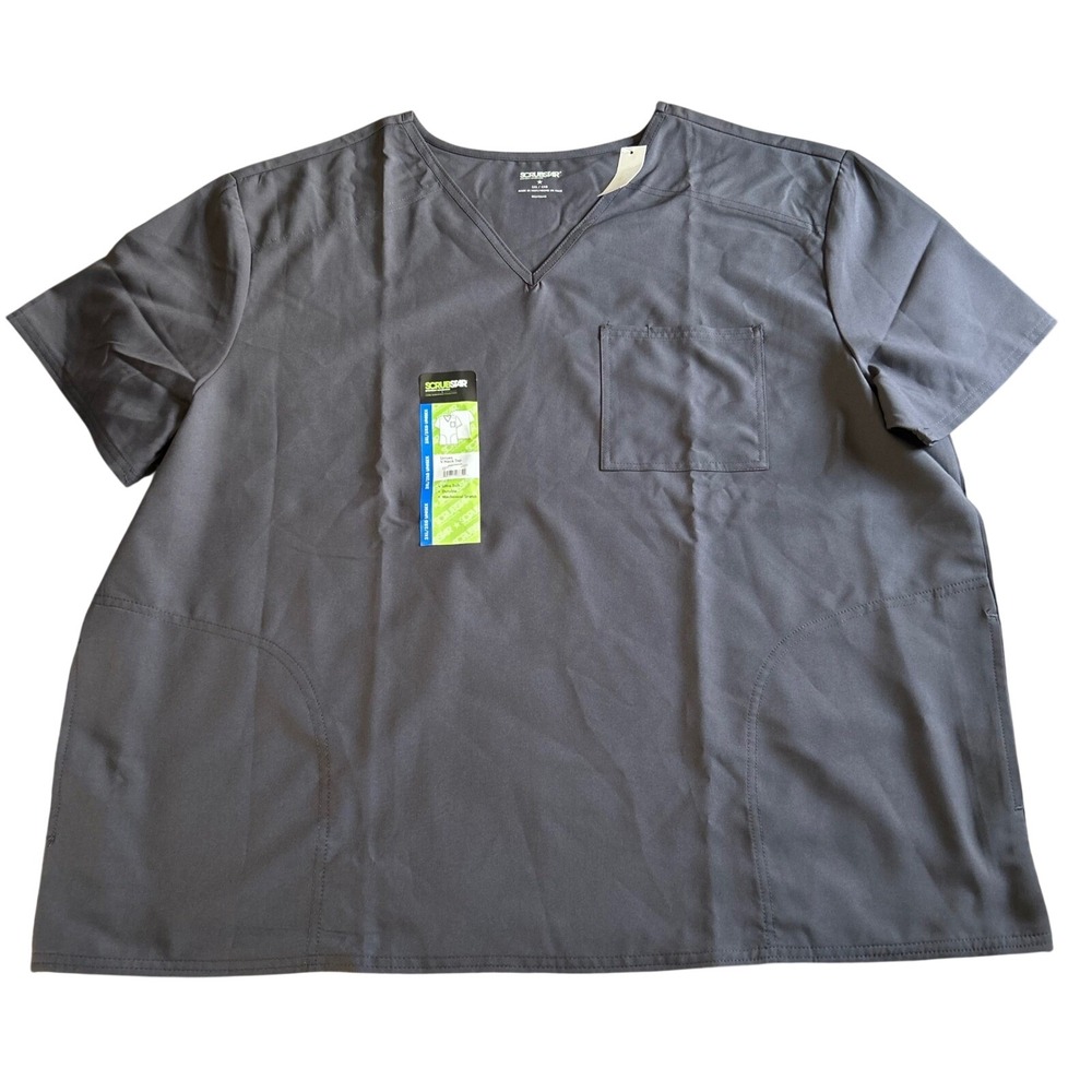Scrubstar V-Neck Scrub Top Unisex Size 3XL Gray Short Sleeve Work Shirt Durable